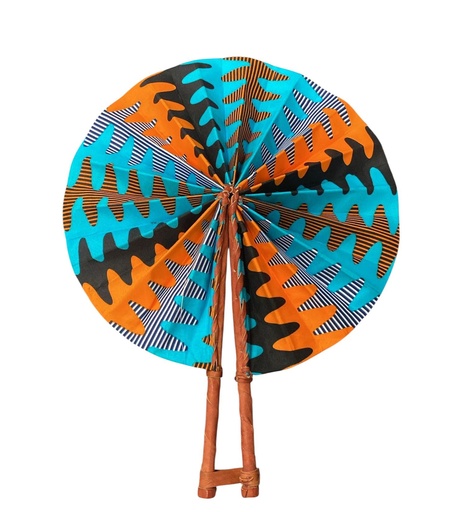 [P0006844] éventail orange-turquoise