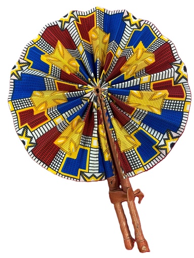 [F2509-3] Fächer gold-blau-dunkelrot
