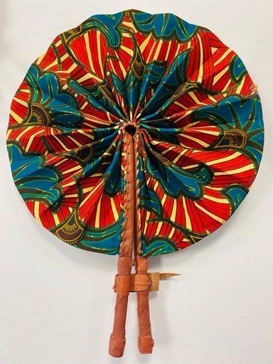 [P0008964] Fächer rot mit blauen Blumen